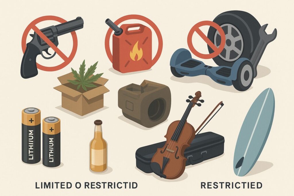 Items which will not be accepted by Amtrak