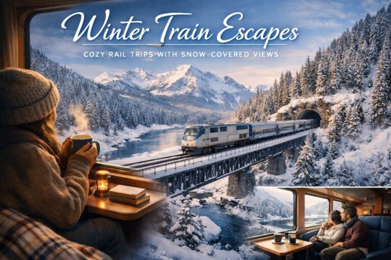 Winter Train Escapes Cozy Rail Trips with Snow Covered Views
