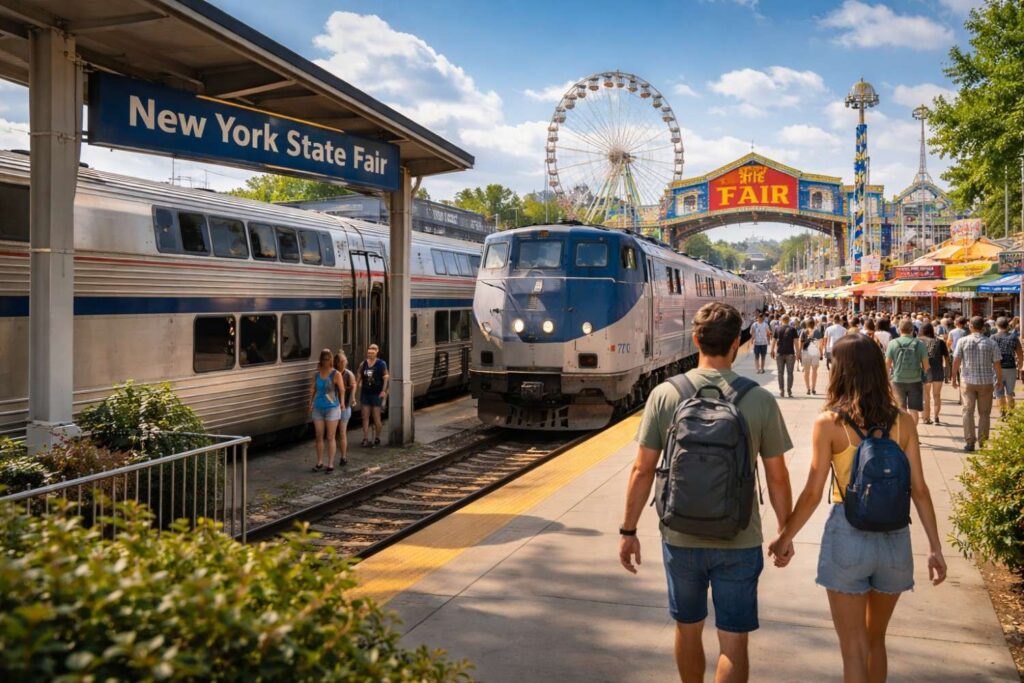 Amtrak arrival at the State Fair.