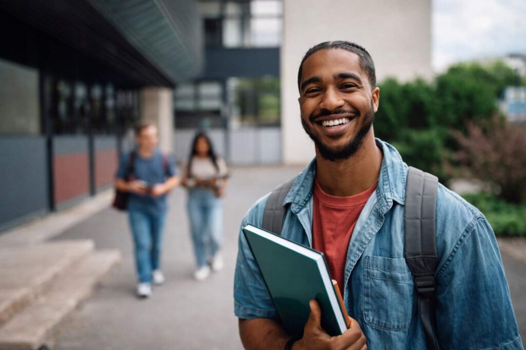 College student smiling oncampu